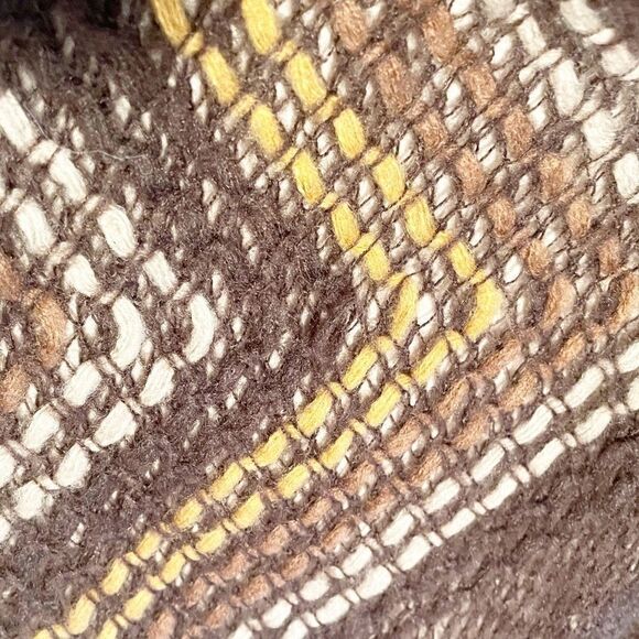 Brown and Tan Chevron Knit Fringe Scarf Long 80”x21” Acrylic - Picture 5 of 6